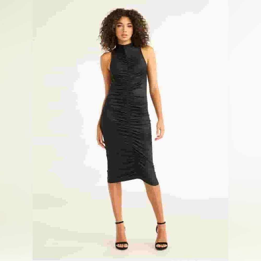 NWT Sofia Vergara Black Beaded Bodycon Midi Dress Size Medium 8/10 - Picture 2 of 12